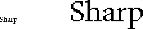 The word &lftquo;Sharp&rtquo; is displayed at 12 point and 48 pt showing smooth details.